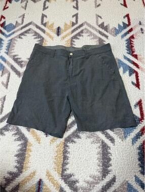 Prana Mens Hemp Blend Stretch Shorts - Breathe - 35 X 8” Hiking Golf Grey Nice